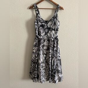 Teri Jon Black Grey Large Floral Silk Lightweight Cocktail Evening Dress 14